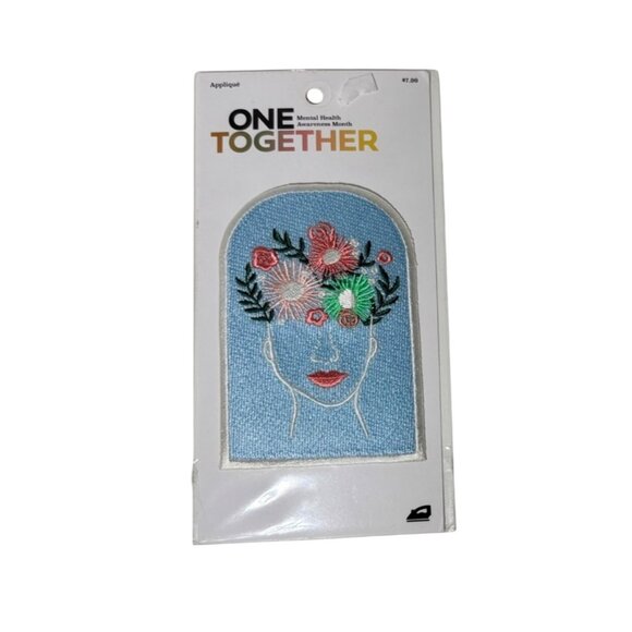 Embroidered Iron-On Patch With Floral Face Design By One Together  Unique - Picture 1 of 3